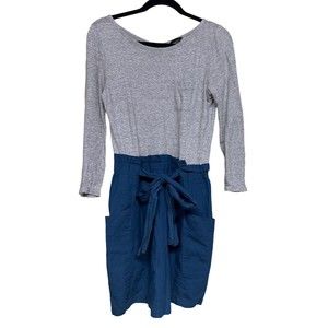 THEORY Harriet Linen Blend Knee Length Dress Gray/Blue Women’s Size 8